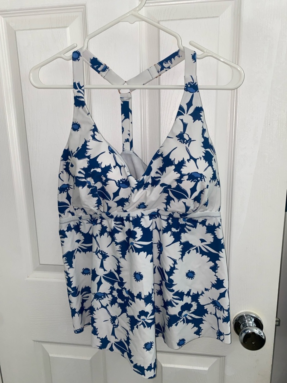 Raisins Blue and White Floral Women's Swim Footie